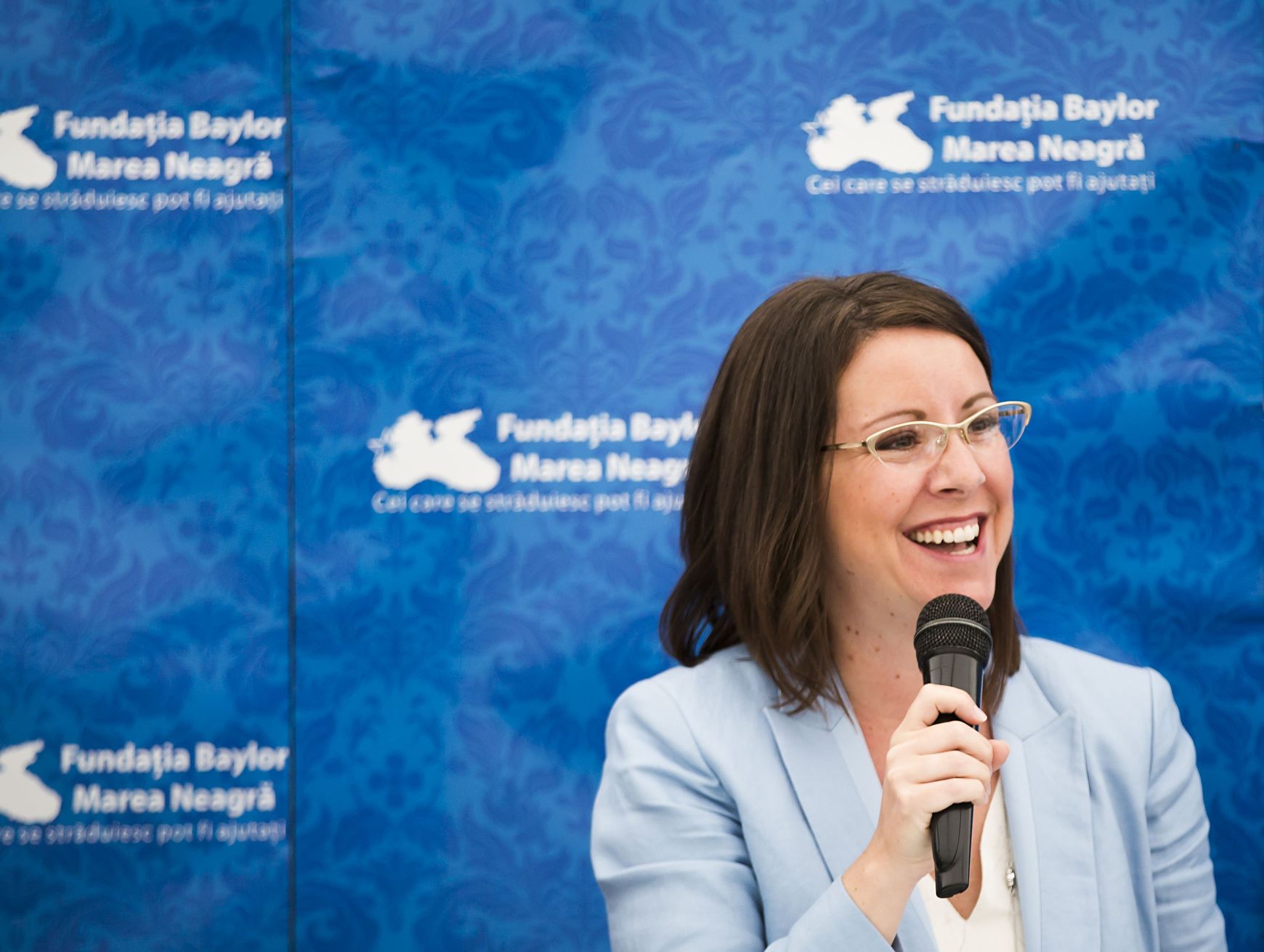 Melissa Walsh, vice president AbbVie Foundation, addresses a celebration of the opening of the expansion of the Baylor Black Sea Foundation Center of Excellence on Tuesday, June 7, 2016, in Constanta, Romania. ( Photo by  Smiley N. Pool / © 2016  )